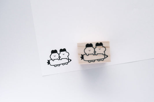 Ikhanko Stamp - Rabbits with Carrot Pencils
