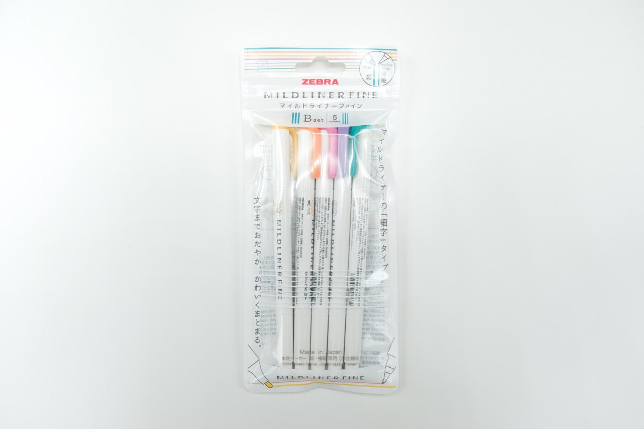 Zebra Mildliner Fine Highlighter 5 Color Set - Set B