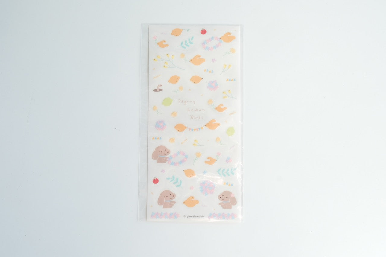 Ginny Lambkin - Clear Kiss-Cut Sticker Sheet - Flying Lemon Bird