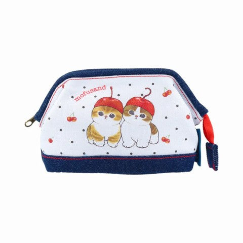 Mofusand Wired Denim Pouch - Cherry