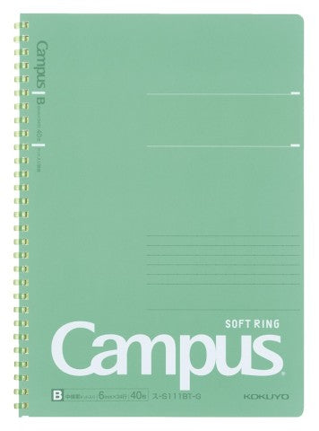 Kokuyo Campus B5 Soft Ring Notebook - 6mm, Dotted Line, Green