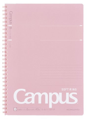 Kokuyo Campus B5 Soft Ring Notebook - 6mm, Dotted Line, Pink