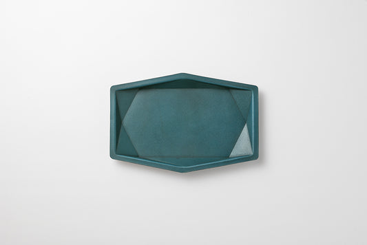 colm Hexa Leather Tray L Blue