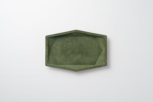 colm Hexa Leather Tray L Olive