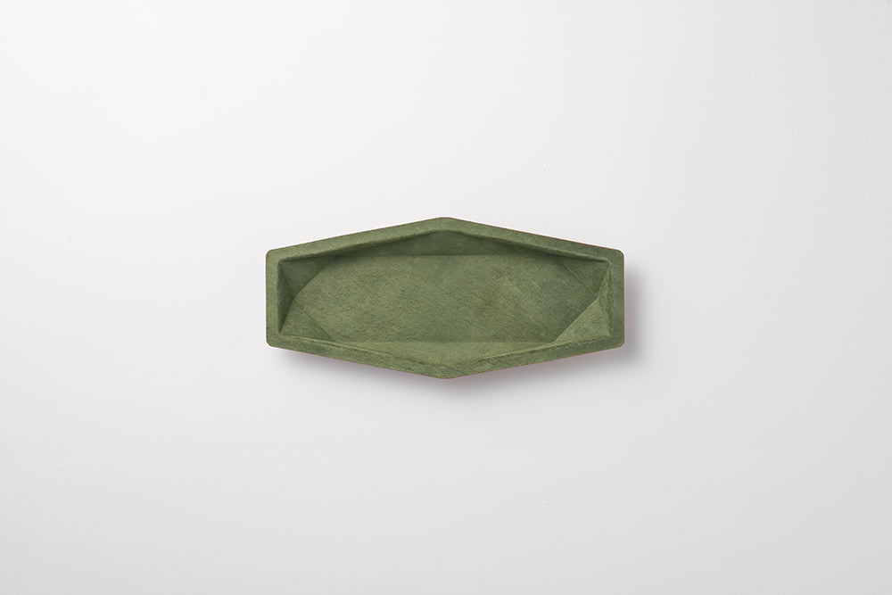 colm Hexa Leather Tray M Olive