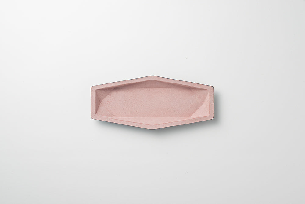 colm Hexa Leather Tray M Pink