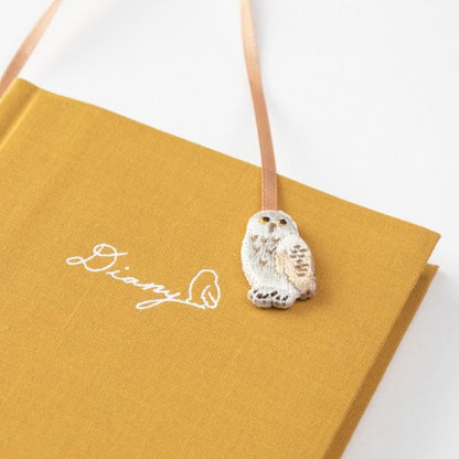 Midori Diary With Embroidered Bookmark - Owl