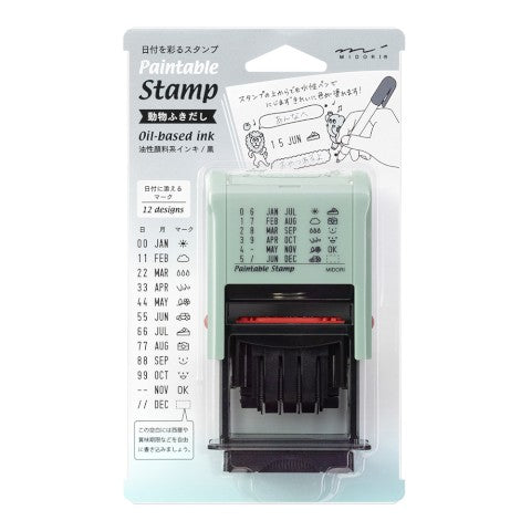 Midori Paintable Rotating Date Stamp - Animal Speech Bubbles
