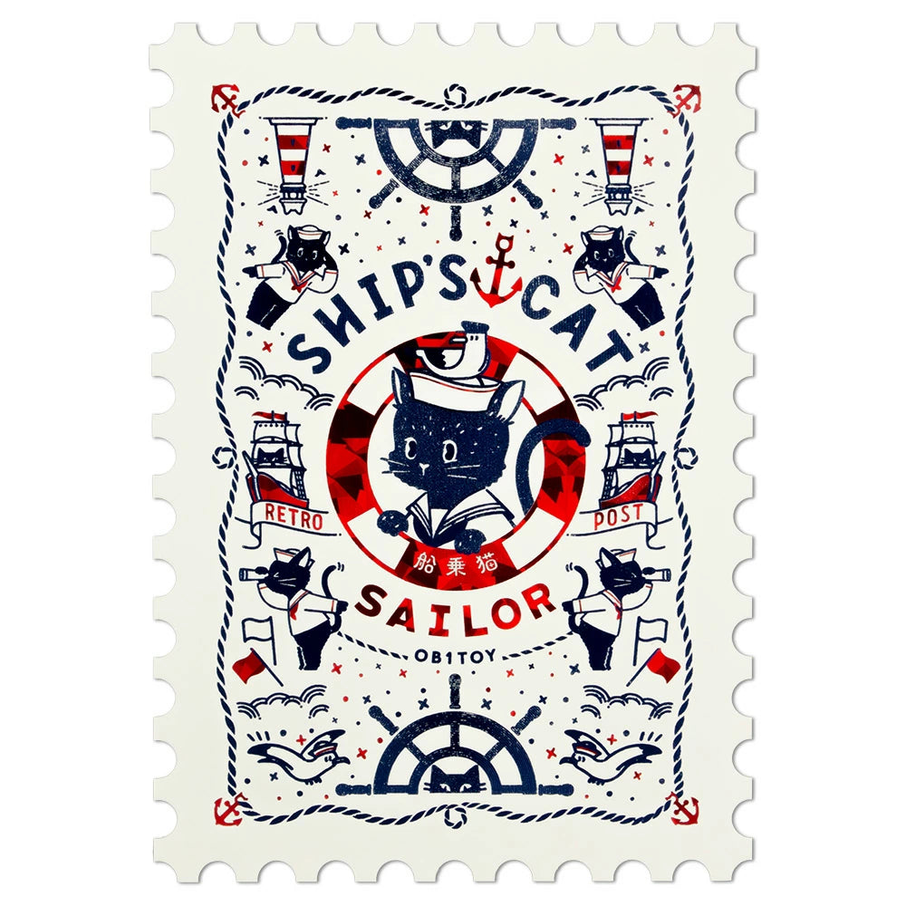 ob1toy x Rokkaku Postcard - Stamp-Type - Ship's Cat