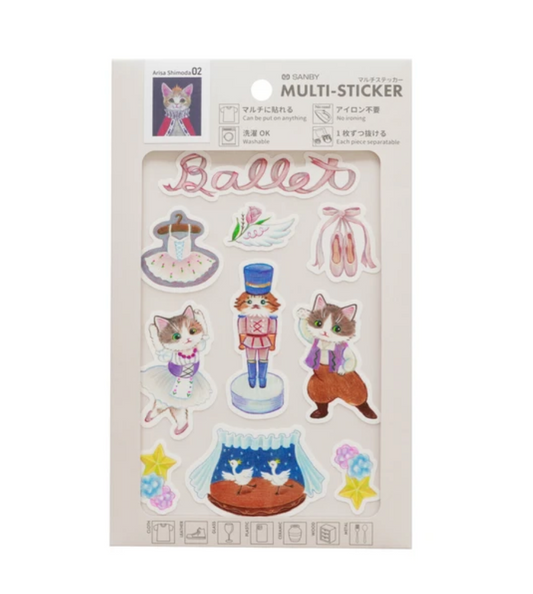 Sanby x Arisa Shimoda Multi Sticker Sheet - Ballet and Cat