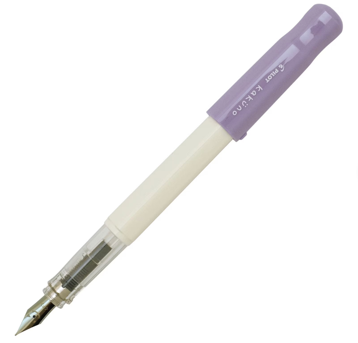 Kakuno Fountain Pen - Fine Nib, White Barrel/Purple Cap