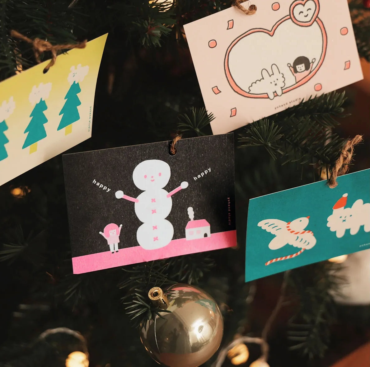 Yohand Studio - Risograph Christmas Mini Cards - Set of 4