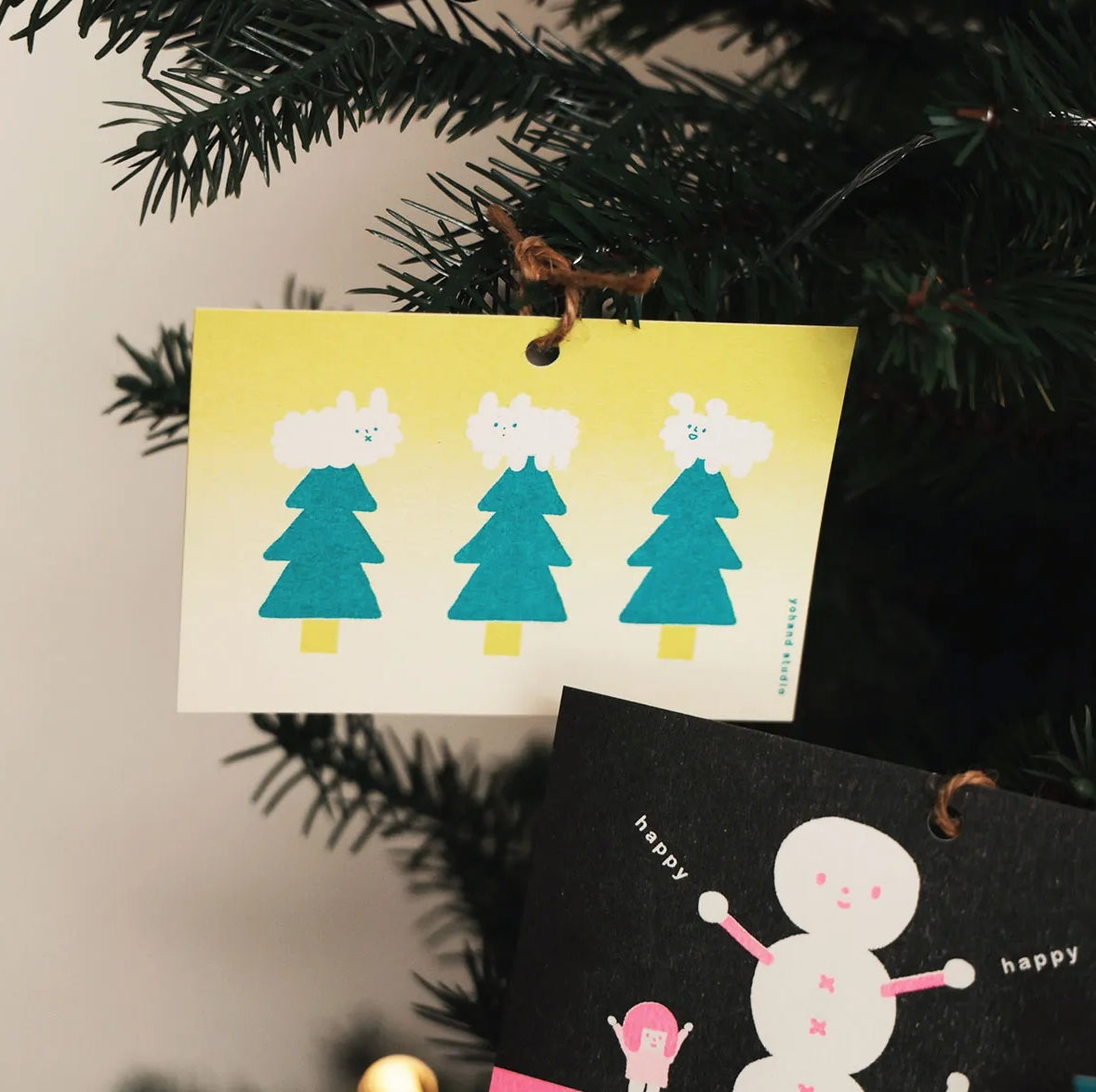 Yohand Studio - Risograph Christmas Mini Cards - Set of 4