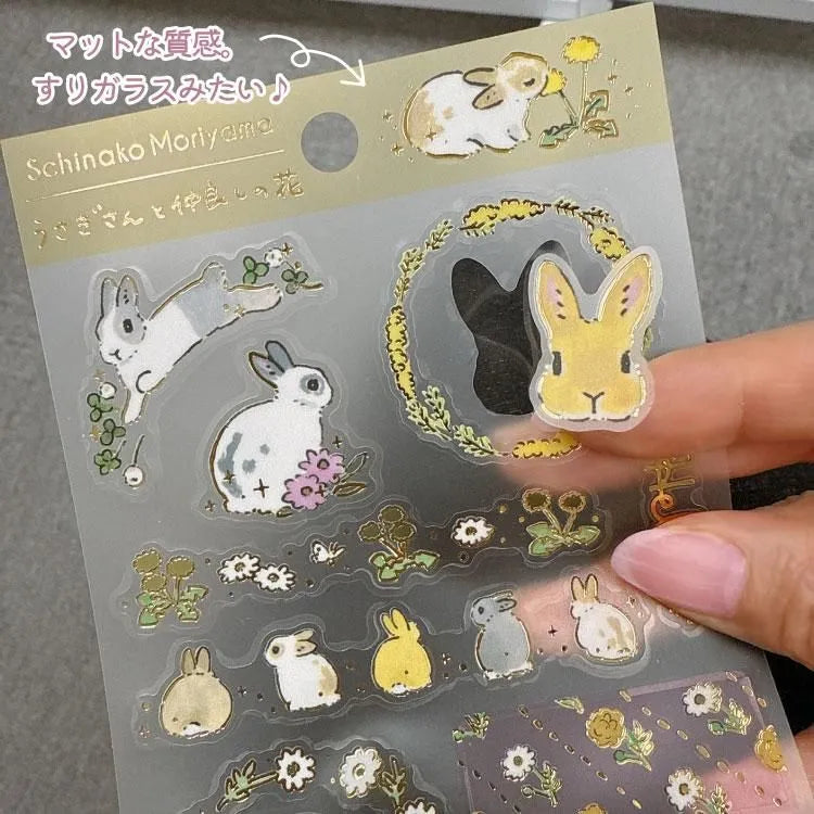 Schinako Moriyama - Sticker Sheet - Rabbit and Friendly Flower
