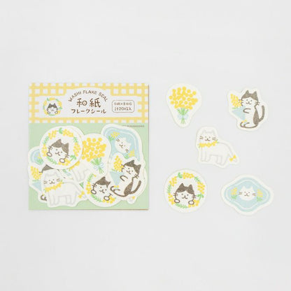 Furukawashiko Washi Flake Stickers - Mimosa Nyan