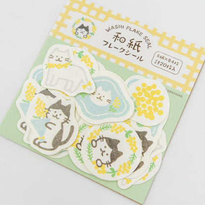 Furukawashiko Washi Flake Stickers - Mimosa Nyan