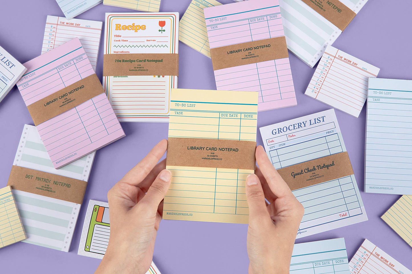 Marigold Press - Library Card Notepad - Yellow