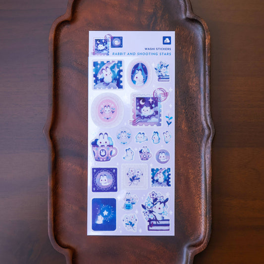 Thousand Skies - Washi Sticker Sheet - Rabbit and Shooting Stars