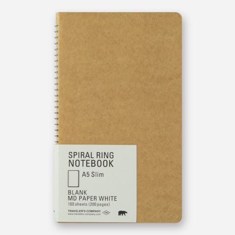TRC Spiral Ring Notebook - A5 Slim, Blank MD Paper White