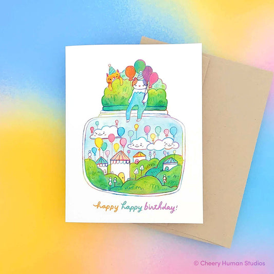 Cheery Human Studios - Cats "Happy Happy Birthday" Greeting Card