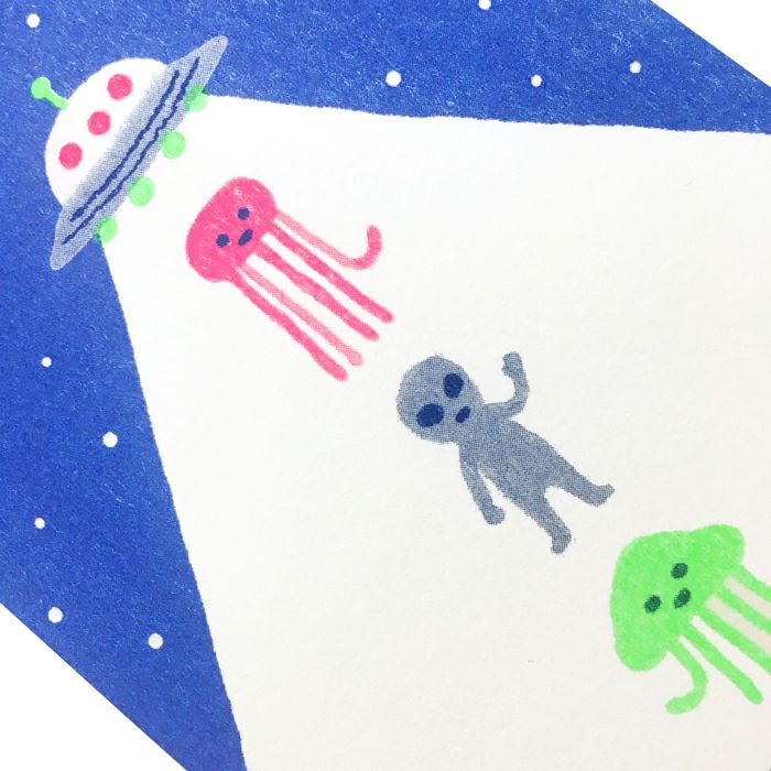Furukawashiko Retro Printed Postcard - Aliens