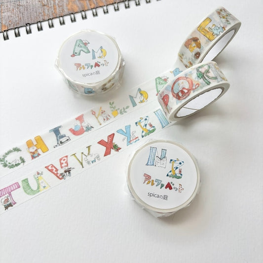 Spica Garden Washi Tape Set With Mini Bag - muu-chan Series - Alphabet