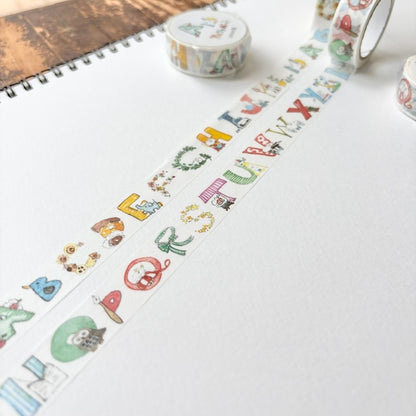 Spica Garden Washi Tape Set With Mini Bag - muu-chan Series - Alphabet