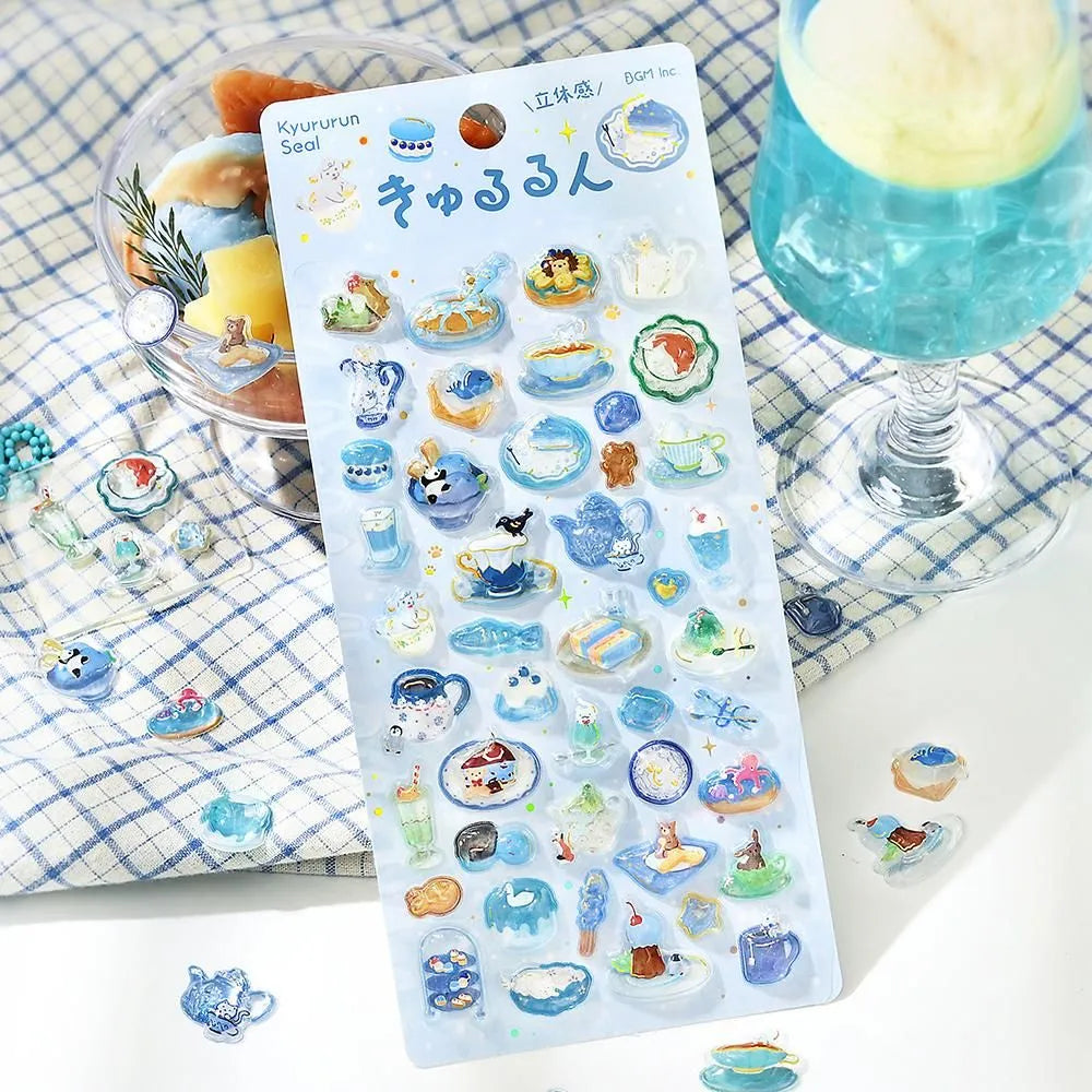 BGM Kyururun 3D Sticker Sheet - Afternoon Tea Party - A Moment to Relax