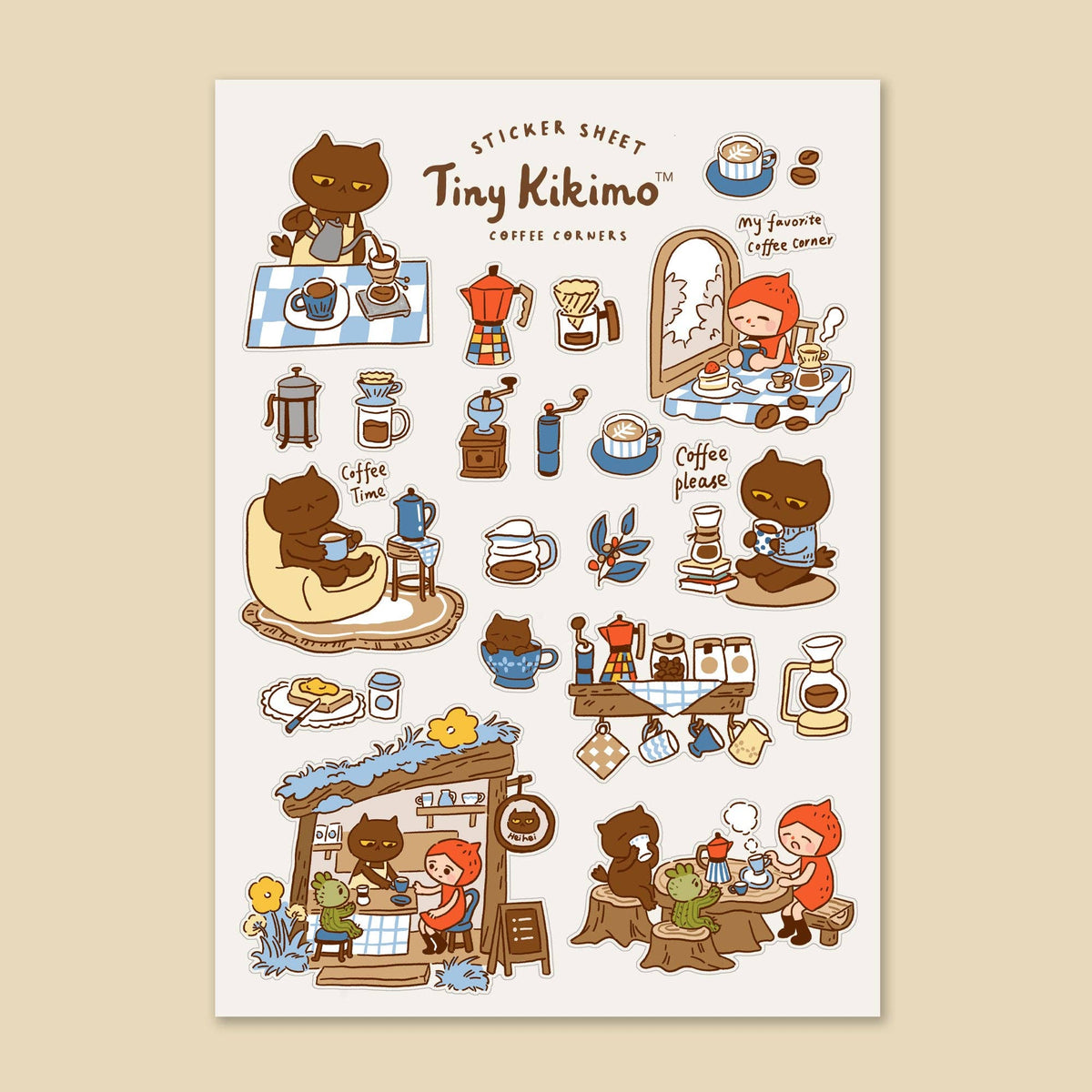 Tiny Kikimo - Sticker Sheet - Coffee Corners