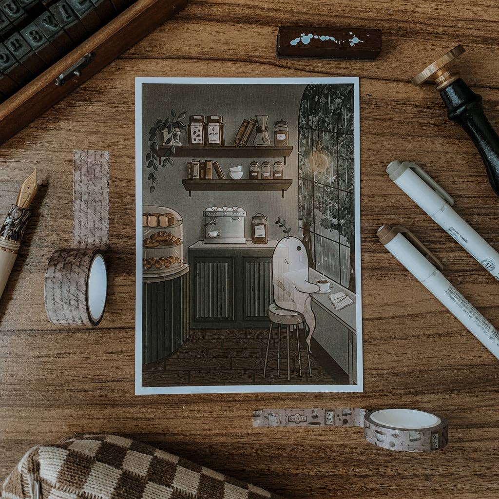 Savannah Scribbles Shop - Art Print - Ghost at the Café