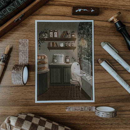 Savannah Scribbles Shop - Art Print - Ghost at the Café