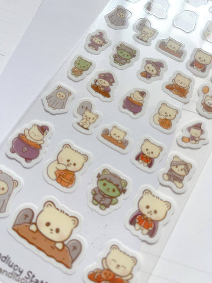 Kuboandlucy Stationery Co - Sticker Sheet - Halloween Bears
