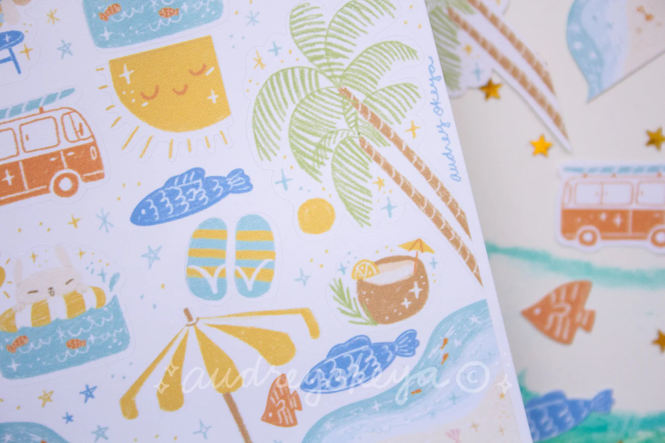 Okeya Stationery Co. - Sticker Sheet - Beach Vibes Summer