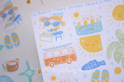 Okeya Stationery Co. - Sticker Sheet - Beach Vibes Summer