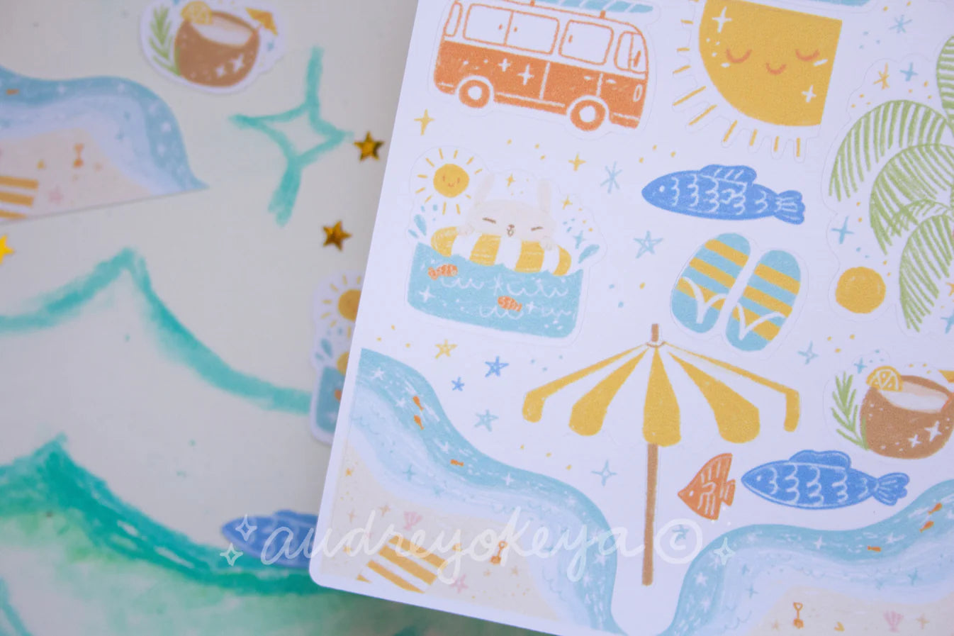 Okeya Stationery Co. - Sticker Sheet - Beach Vibes Summer