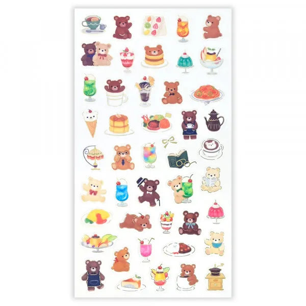 NB Large Sticker Sheet - Mattari Animals - Bear and Coffee Shop