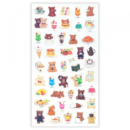 NB Large Sticker Sheet - Mattari Animals - Bear and Coffee Shop