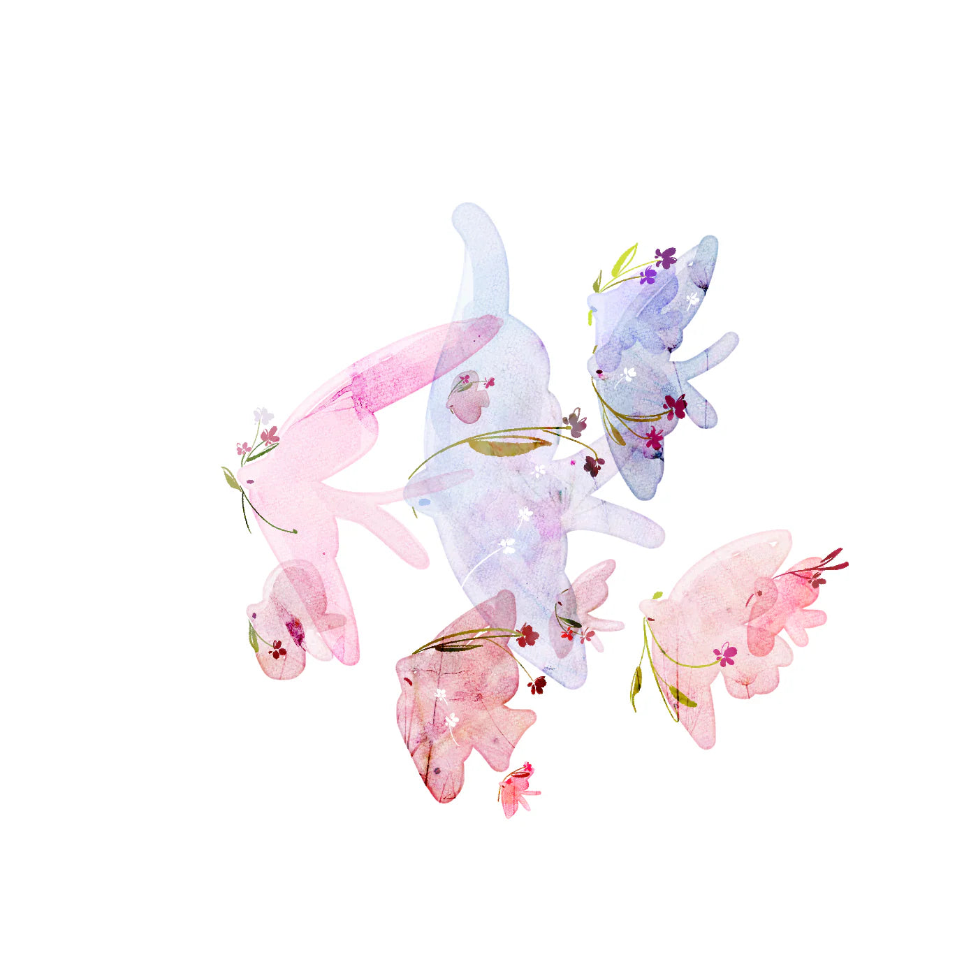 mikan manta - Transparent Sticker - Birdies Flying