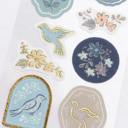 NB Gold Foil Sticker Sheet - Utatane Series - Bird's Voice