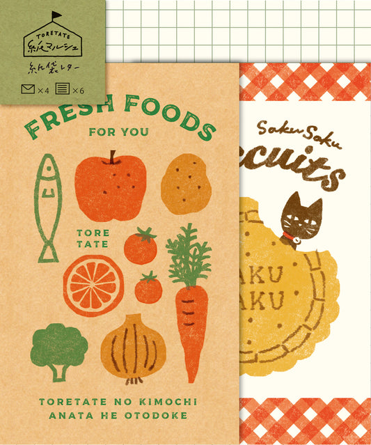 Furukawa Shiko Mini Letter Set - Marche Vegetables & Biscuits