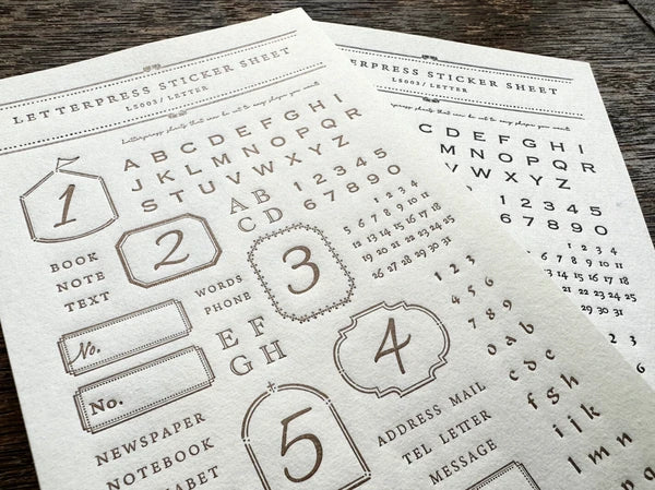Oeda Letterpress Sticker Sheet - Decoration Letter - Bronze