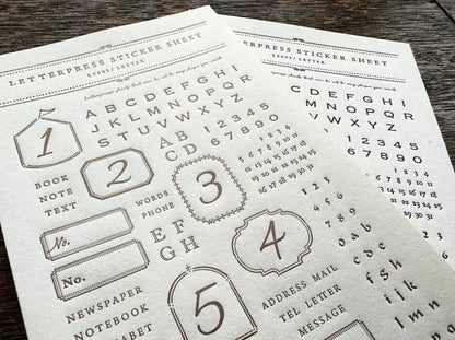 Oeda Letterpress Sticker Sheet - Decoration Letter - Bronze