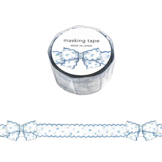 Mind Wave Ribbon Washi Tape - Blue Small Floral Pattern