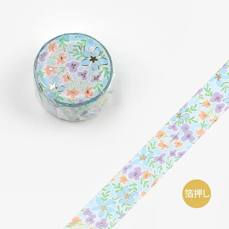 BGM Foil Washi Tape - Life Series - Blue Flower Field
