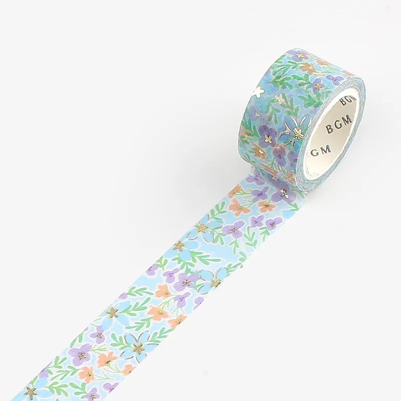 BGM Foil Washi Tape - Life Series - Blue Flower Field