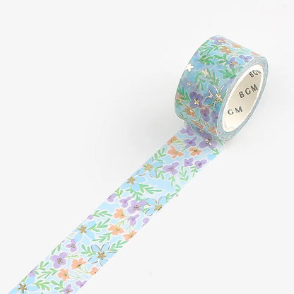 BGM Foil Washi Tape - Life Series - Blue Flower Field
