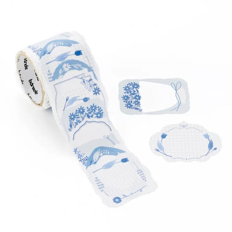 Bande Writable Sticker Roll - Blue Flowers