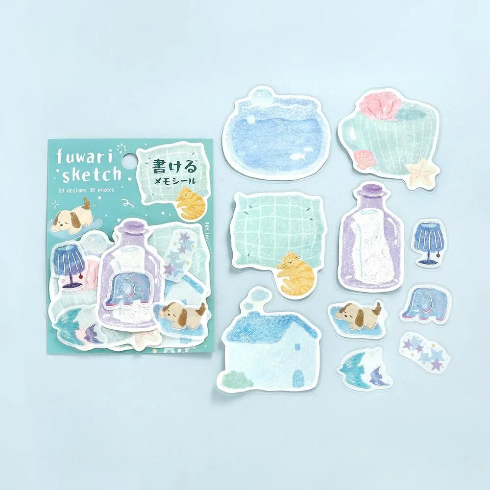BGM Flake Stickers - Fuwari Sketch Series - Blue