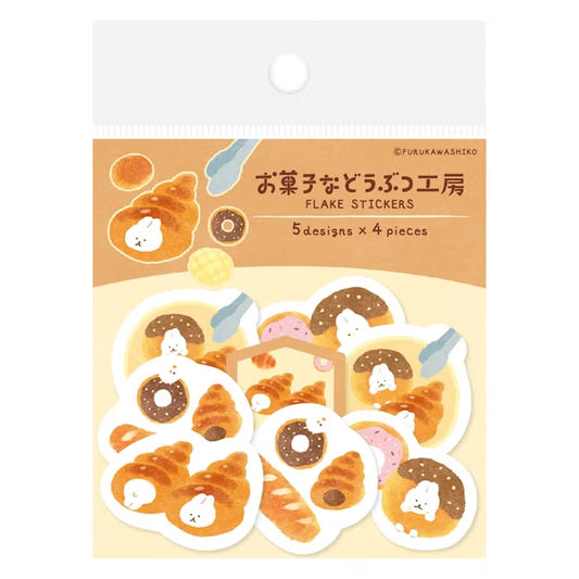 Furukawashiko Washi Flake Stickers - Sweets Animal Workshop Vol. 3 - Bread Rabbit