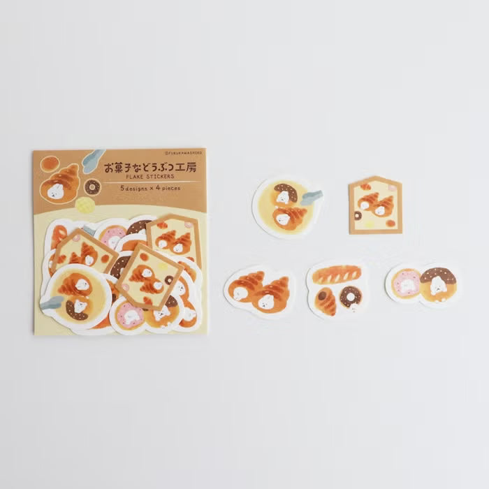 Furukawashiko Washi Flake Stickers - Sweets Animal Workshop Vol. 3 - Bread Rabbit